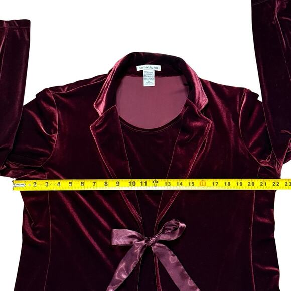 VTG Notations Womens Red Velvet Stretch Satin Tie Front Jacket Built-In Cami XL - Picture 6 of 11